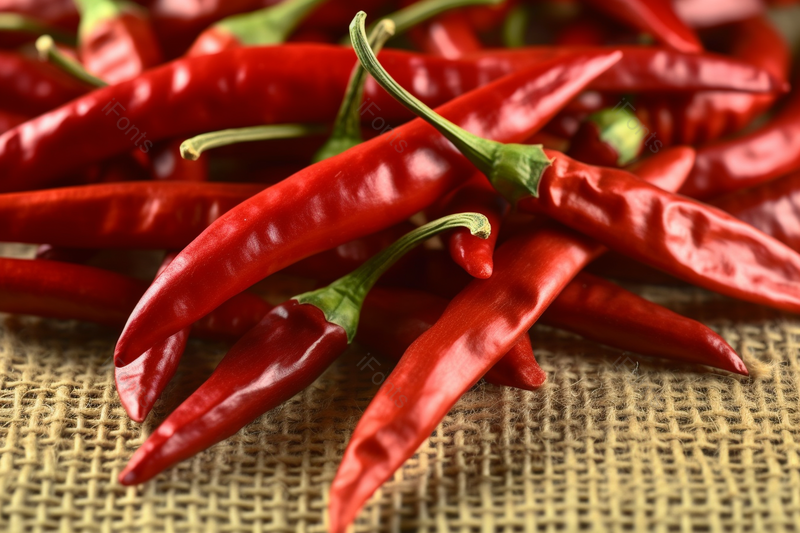 颜色鲜艳靓丽红色的辣椒铺在麻布上摄影背景,高清,摄影图,摄影图片,图片大全,摄影图免费下载